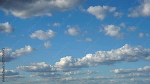 Clouds & Sky, loop-able cloudscape. Morning sky with white spindrift clouds of good weather day.