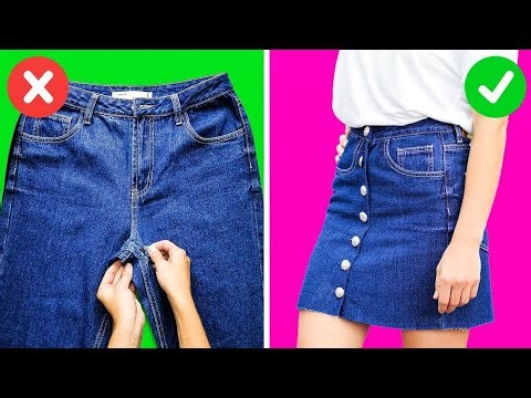 5 Brilliant life hacks with jeans | Best sewing tricks of hem jeans 👖👖