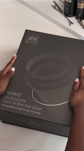 the chicest unboxing you’ll ever see... 👀 If you haven’t got your hands on the new ghd speed yet, consider this your sign. High-performance styling with all the power and less noise.* *At 71.8 dBA speed offers parity sound volume to helios, helios Average dBA 79.3 | ghd