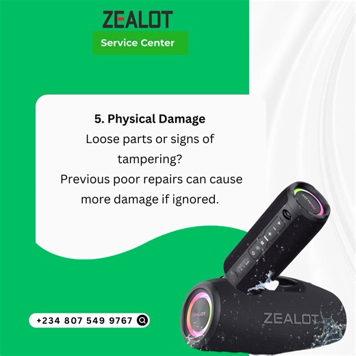 5 Signs Your Bluetooth Speakers Needs Repair If your speaker is having these issues listed above, that is your sign your sign to visit us @ Zealot Service Centre 📍 27 Obafemi Awolowo Way, Ikeja, Lagos Professional repairs. Genuine parts. Fast service. Call: 234 807 549 9767 #follow #zealot #zealotspeaker #servicecenter #zealotservicecentre | Zealot Service Center NG