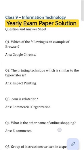 class 9 computer information technology paper ka solution in english medium