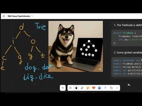 C++ Trie prefix tree解母音拼字Leetcode 966 Vowel Spellchecker