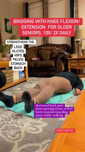 72K views · 711 reactions | Why is bridging important for seniors/older adults? Bridging will strengthen and build your butt, get rid of pain and help to improve overall physical performance. Glute bridge is a great exercise you can do every day. #PhysicalTherapy #exercise #mobility #seniors #everyone #reels #backpain #share | Doc H. | Facebook