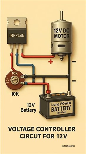 "12V DC Motor Speed Controller Using IRFZ44N MOSFET | Simple PWM Circuit Tutorial" #shorts #motor