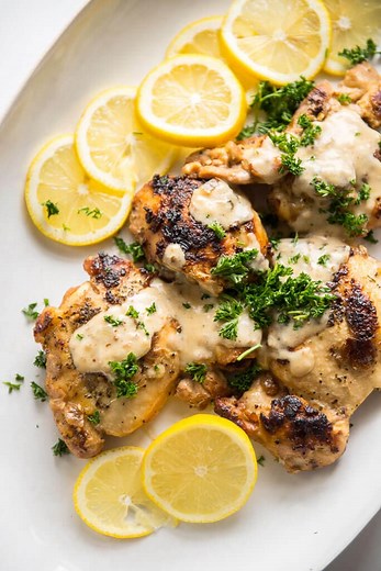 Slow Cooker Chicken Thighs With A Creamy Lemon Sauce