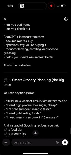 Integrate Instacart app to ChatGPT app and enhance your entire life via grocery shopping made easy!