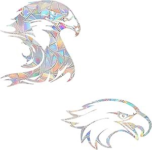 Eagle Window Clings, Bird Strike Glass Decals - Anti-Collision Prism Non Adhesive Vinyl Static Stickers - Protect and Save Birds from Hitting Windows - Rainbow Effect, JD-YING2-6