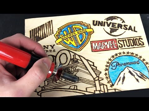 Film Studio Logos Pyrography Art - 20th Century Fox, Warner Bros., Paramount Pictures