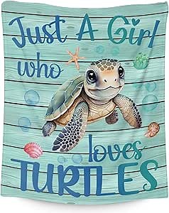 Sea Turtle Blanket - Soft, Fuzzy & Warm - 30"x40" Small Blanket for Couch, Office - Blue Cute Throw Gifts for Kids