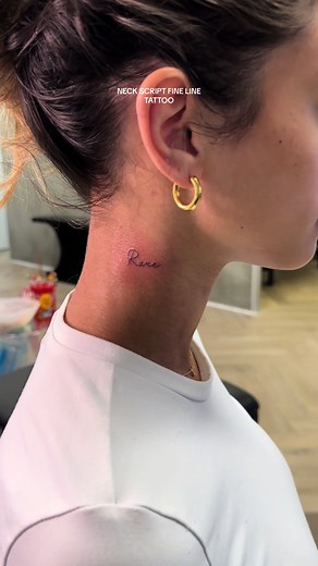 Dainty Neck Script Fine Line Tattoo Placement Ideas