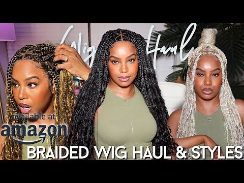 BEST $140 AMAZON BRAIDED WIG FINDS TRY ON HAUL! + BRAIDED WIG STYLES!