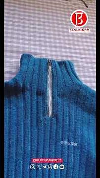 Conversion of turtleneck sweater to zippered square neck size