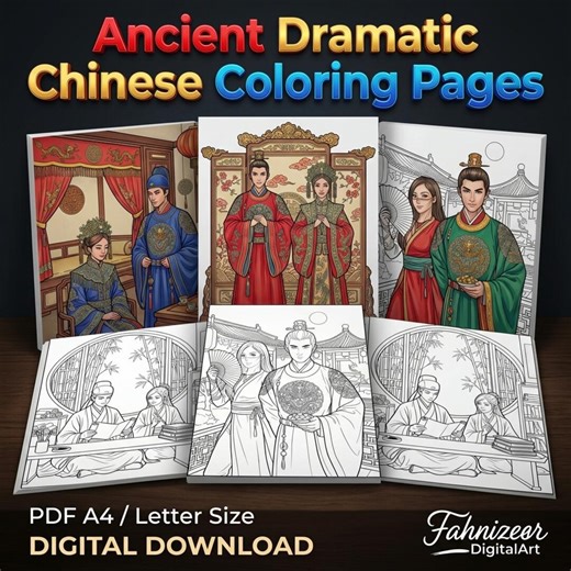 14 Chinese Drama Coloring Pages, Ancient Hanfu Fashion Art, Asian Culture Printable (PDF Download) - Etsy