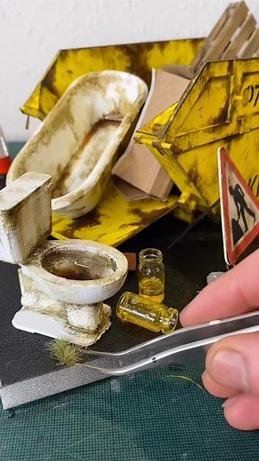 Miniature Abandoned Skip! #abandoned #satisfyingvideos #realisticart #instaart #tinyart #artsandcrafts | Miniature Model Making