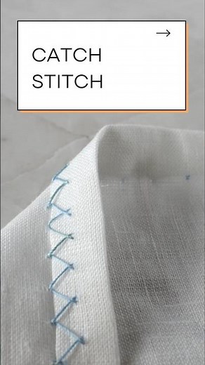 How to Sew a Catch Stitch by Hand #HandSewing #CatchStitch #SewingTips #HemStitch #Shorts