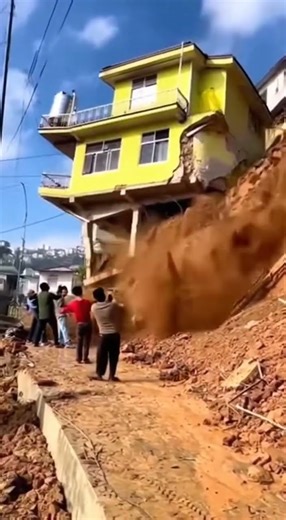 🚨[URGENT: Watch Moment of Impact 3 Seconds to Tragedy: Yellow House Collapses, Burying People Below