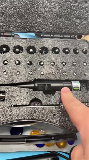 32 adapter pieces for sight alignment perfect for the range get yours today at the #tiktokshop #TikTokShopCreatorPicks #tiktokviral #fathersday #sports Professional Laser Calibration Kit - Red/Green Dual for O·I7 to I2·G·a Includes 32 Adapters & Mounting Tools Metal Detector Pinpointer Rubber