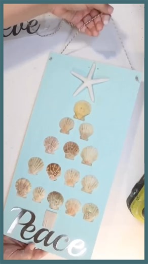 🌊 Coastal Christmas Tree Sign Made with Seashells | Dollar Tree DIY | Crafty Beach