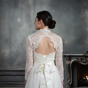 Wedding Bolero Lace Bolero Bridal Bolero Jacket Ivory Bolero Long Sleeve Lace Bolero Keyhole Back Alencon Lace - Etsy