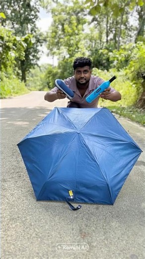 Blue Umbrella vs Electric Air Blower – Will It Fly? 😲☂️