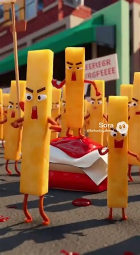 I Didn’t Expect Fries to Protest But Here We Are #aivideo #animationshort #aianimation #funny #aiart