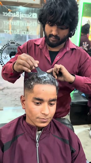 hair straightening for boy #short #hairstraightening #straighthair #surajbarber