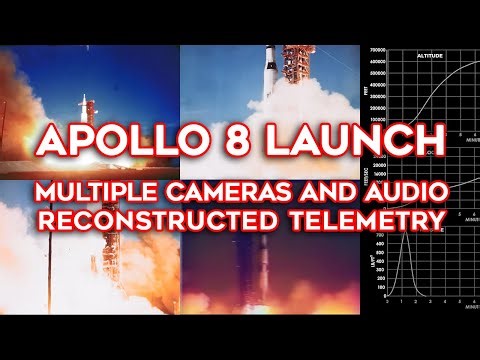 Apollo 8 Launch - Telemetry Reconstruction, Multiple Cameras, Real-Time, Crew, Capcom, PAO Audio, HD