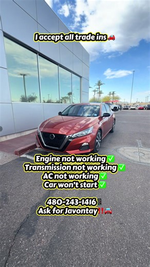 I accept all trade ins 🚗 Engine not working ✅ Transmission not working ✅ AC not working ✅ Car won’t start ✅ 480-243-1416📱 Ask for Javontay‼️🚘 #fyp #cars #toyota #truck #car
