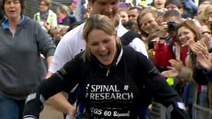 'Bionic' woman finishes marathon