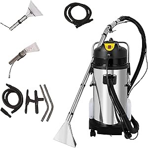 Carpet Cleaning Machine, 1000W 40L/11gal Professional Commercial Carpet Cleaner Machine with Long Flat/Dust/Water Vacuum Head and Round Brush, 3 in 1 Vacuum Washing Carpet Extractor Machine