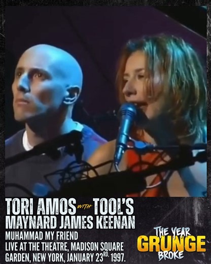 565K views · 12K reactions | TORI AMOS with TOOL's MAYNARD JAMES KEENAN - Muhammad My Friend - Live at The Theatre, Madison Square Garden, New York City. The performance was part of a RAINN benefit concert organised by Amos. Even though she had often referred to Maynard as her "unofficial brother" in the press during the mid-'90s, fans in both camps were not expecting this collaboration. | The YEAR Grunge BROKE | Facebook