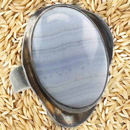 Silver Ring: Blue Lace Agate, Modernist Size 5 - Etsy