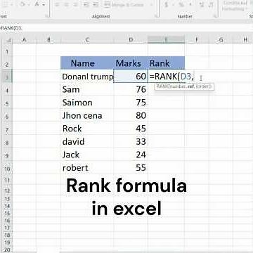 rank formula in excel