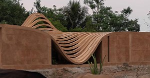perforated curved wall acts as climatic buffer at VY architecture studio's india residence