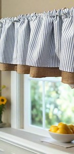 Burlap Ticking Stripe Valance: Farmhouse Country Curtain - Etsy