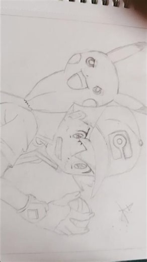 quick sketch ✏️ of Ash Ketchum x picachu #pokemon #asmr #sketch