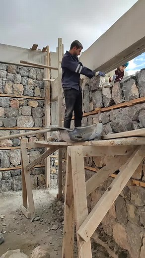 Masonry Work at a Construction Site