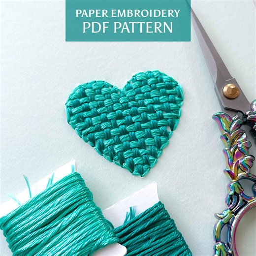 Heart Paper Embroidery Pattern | DIY Stitched Valentine's Card, Hand Embroidery Template for Beginners - Etsy