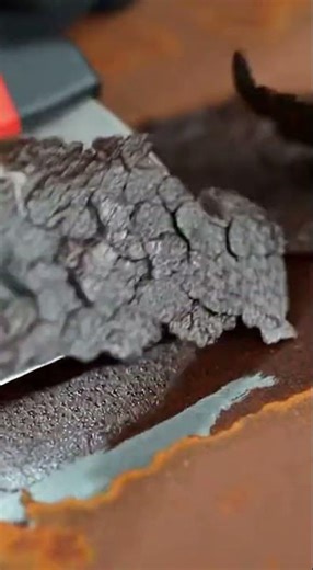 Satisfying Rust Removal: Blue Liquid Transforms Rusted Car Hood (Scraper Action!)