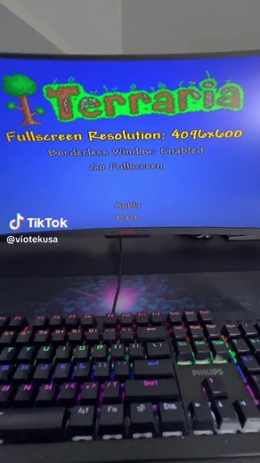 Terraria on 49” Super Ultrawide Viotek Monitor #terraria #v4victory #viotek #gaming #superultrawide