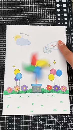✨ The Windmill in the Drawing is Spinning?! Healing "Paper Circuit" Interactive Art DIY 🌬️ #diy