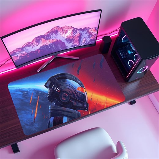 Mass Effect Mouse Pad, Sci Fi Gaming Desk Mat, Stitched Edge Mousepad, Space RPG Desk Pad, Gift for Gamers - Etsy