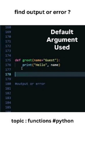 Enjoy Healthy Code on Instagram: "Default Argument Used (functions) #python"
