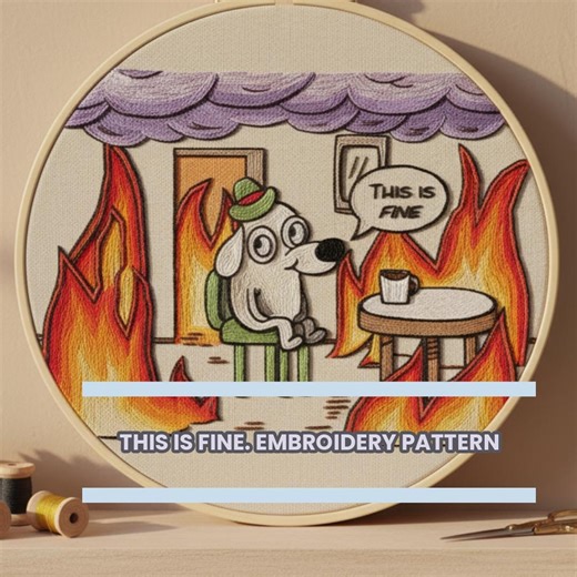 Dog Hand Embroidery Pattern - This is Fine Meme Sarcastic DIY (PDF Pattern) - Etsy