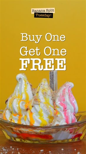 Sno🍦Cream® on Instagram: "Tuesdays taste better with Banana Splits 🍨🍌 Buy one, get one FREE today. Visit SnoCream Posta, Masaki, Mbezi, or Kunduchi Mall, open daily from 10:30 am to midnight."