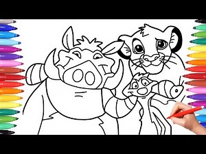 DISNEY THE LION KING COLORING BOOK - DRAWING AND COLORING SIMBA THE LION KING