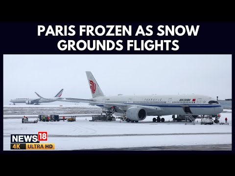Paris Snow Chaos Grounds Flights, Strands Commuters As Rare Frost Disrupts France Travel | 4K
