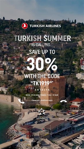Book your summer escape now and save up to 30% with code "TK1919". Only on May 19–20! | Turkish Airlines | Facebook