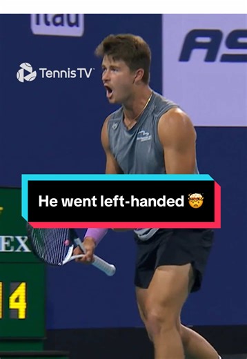 Incredible Left-Handed Tennis Shot Wins Point