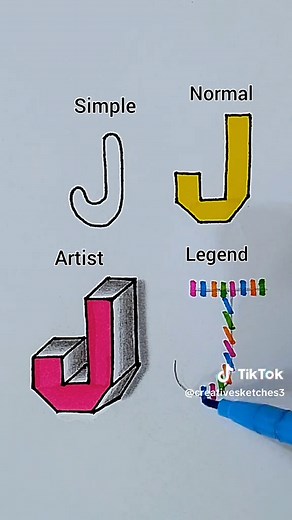 Draw 3D Letter 'J' Step-by-Step Tutorial